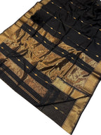 Black Handloom Maheshwari Cotton Silk Saree