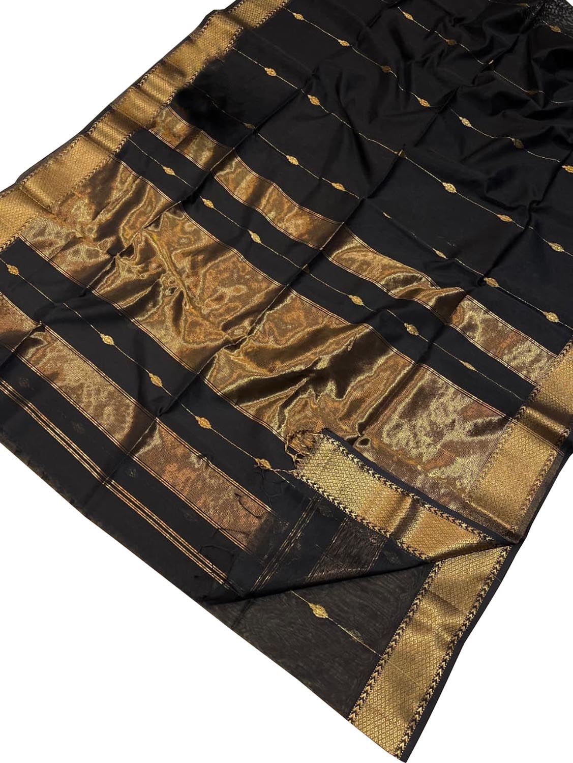 Black Handloom Maheshwari Cotton Silk Saree