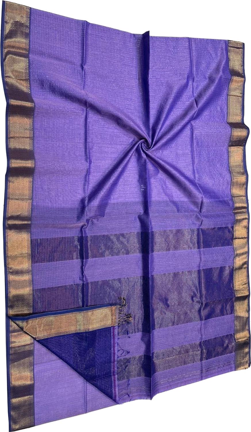 Purple Maheshwari Cotton Silk Saree — Handloom Weave, Festive