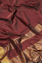 Maroon Maheshwari Cotton Silk Saree — Ribbed Weave, Ethnic Festive