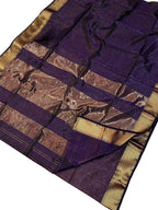 Blue Maheshwari Cotton Silk Saree — Woven Border, Everyday Elegance