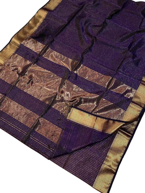 Blue Maheshwari Cotton Silk Saree — Woven Border, Everyday Elegance