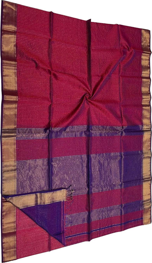 Pink Maheshwari Cotton Silk Saree — Silk Lustre, Festive Drape