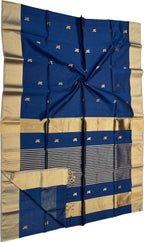 Elegant Blue Maheshwari Silk Saree - Luxurion World