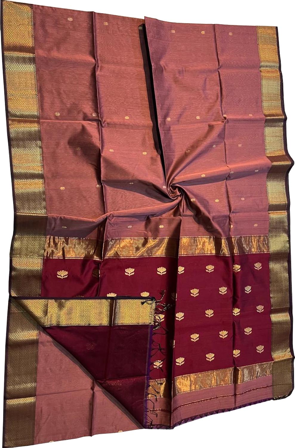 Stunning Pink Maheshwari Cotton Silk Saree - Luxurion World