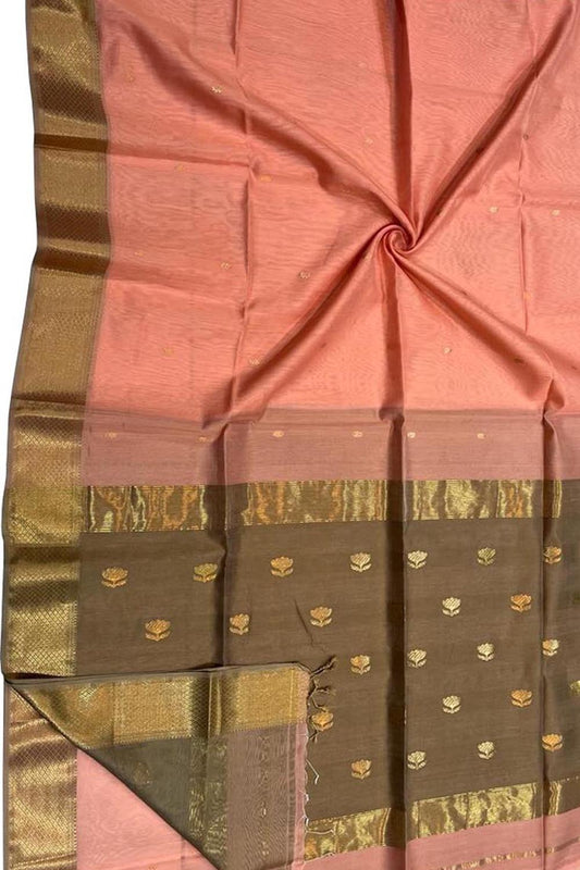 Stunning Pink Maheshwari Cotton Silk Saree