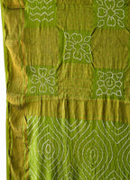 Green Exclusive Pure Mysore Silk Crepe Saree With Hand Bandhej Pallu And Blouse - Luxurion World