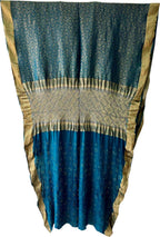 Blue Exclusive Pure Mysore Silk Crepe Saree With Hand Bandhej Pallu And Blouse - Luxurion World