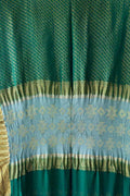 Green Exclusive Pure Mysore Silk Crepe Saree With Hand Bandhej Pallu And Blouse - Luxurion World