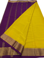 Yellow Mysore Handloom Crepe Silk Saree - Luxurion World