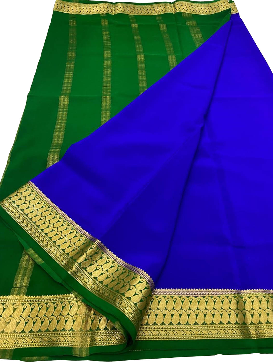 Elegant Blue Mysore Crepe Silk Saree - Luxurion World