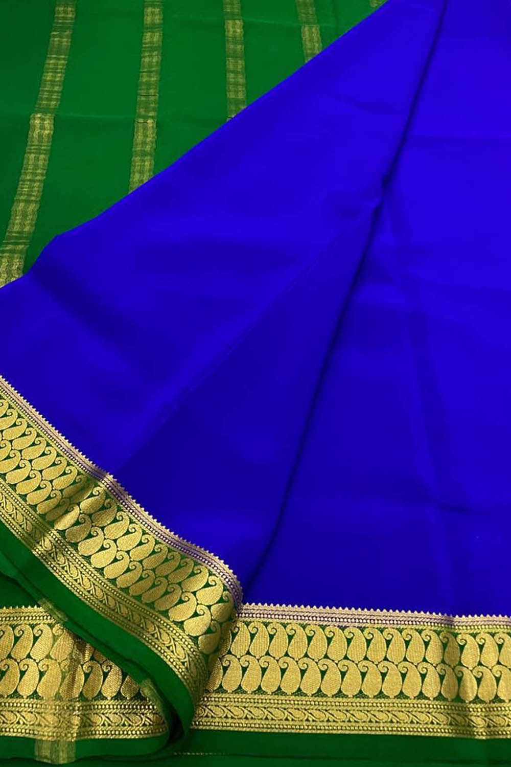 Elegant Blue Mysore Crepe Silk Saree - Luxurion World