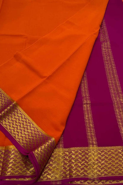 Elegant Orange Mysore Crepe Silk Saree - Luxurion World