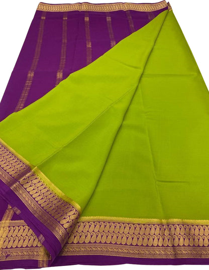 Exquisite Green Mysore Handloom Crepe Silk Saree - Luxurion World