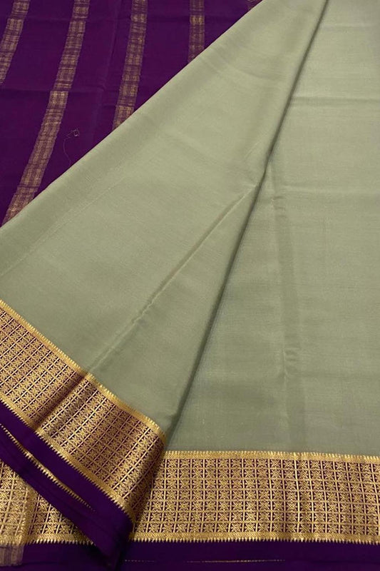 Elegant Grey Mysore Crepe Silk Saree