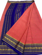Stunning Pink & Blue Mysore Handloom Crepe Silk Saree - Luxurion World