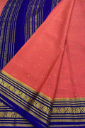 Stunning Pink & Blue Mysore Handloom Crepe Silk Saree - Luxurion World