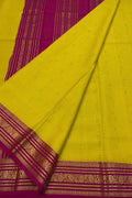 Vibrant Yellow & Pink Mysore Silk Saree - Luxurion World