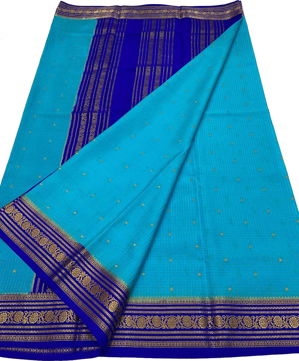 Elegant Blue Mysore Crepe Silk Saree - Luxurion World