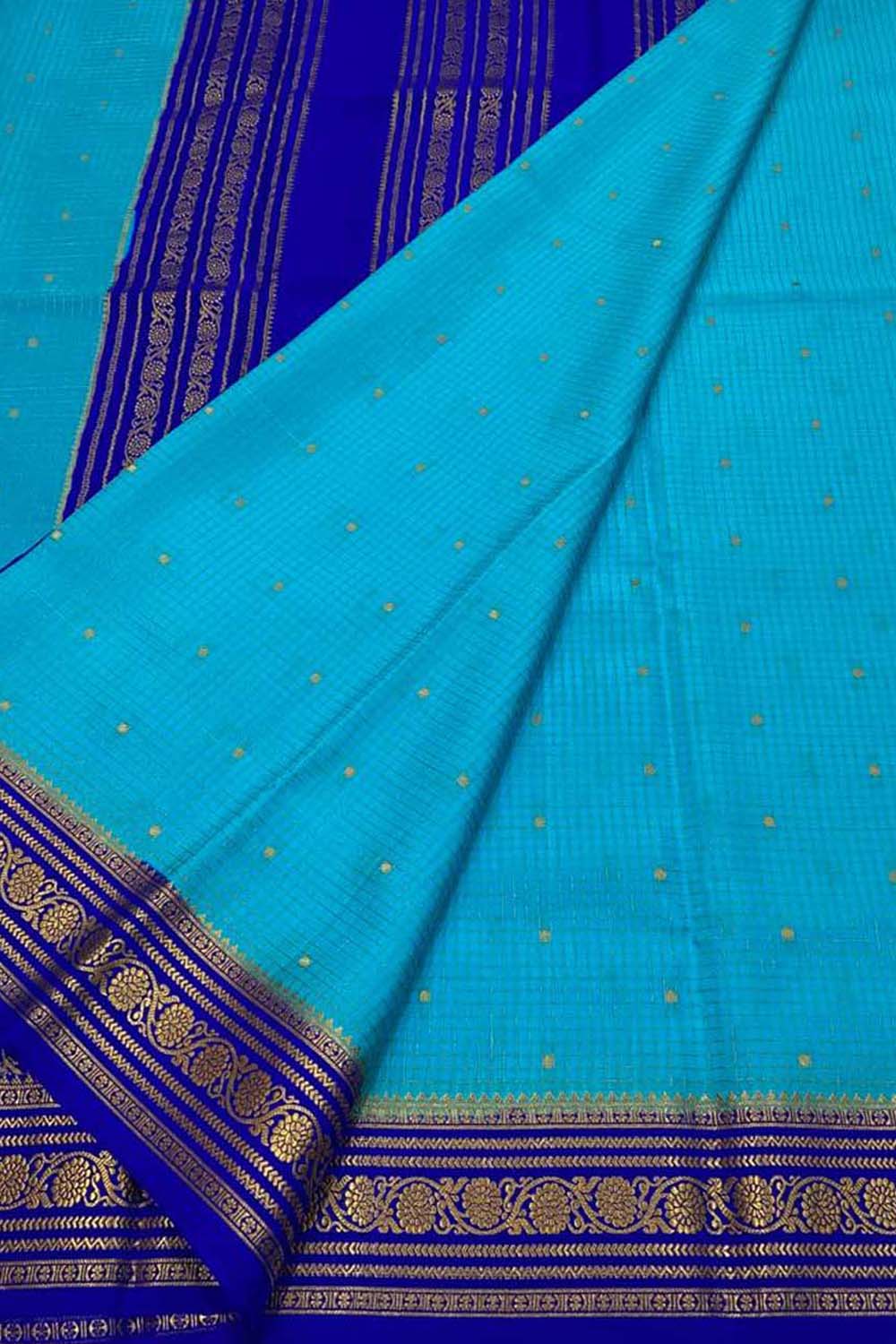 Elegant Blue Mysore Crepe Silk Saree - Luxurion World