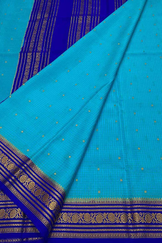 Elegant Blue Mysore Crepe Silk Saree