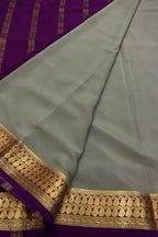 Elegant Black & Purple Mysore Crepe Silk Saree - Luxurion World