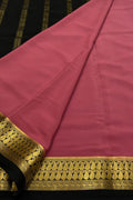 Stunning Pink & Black Crepe Silk Saree - Handloom Mysore - Luxurion World