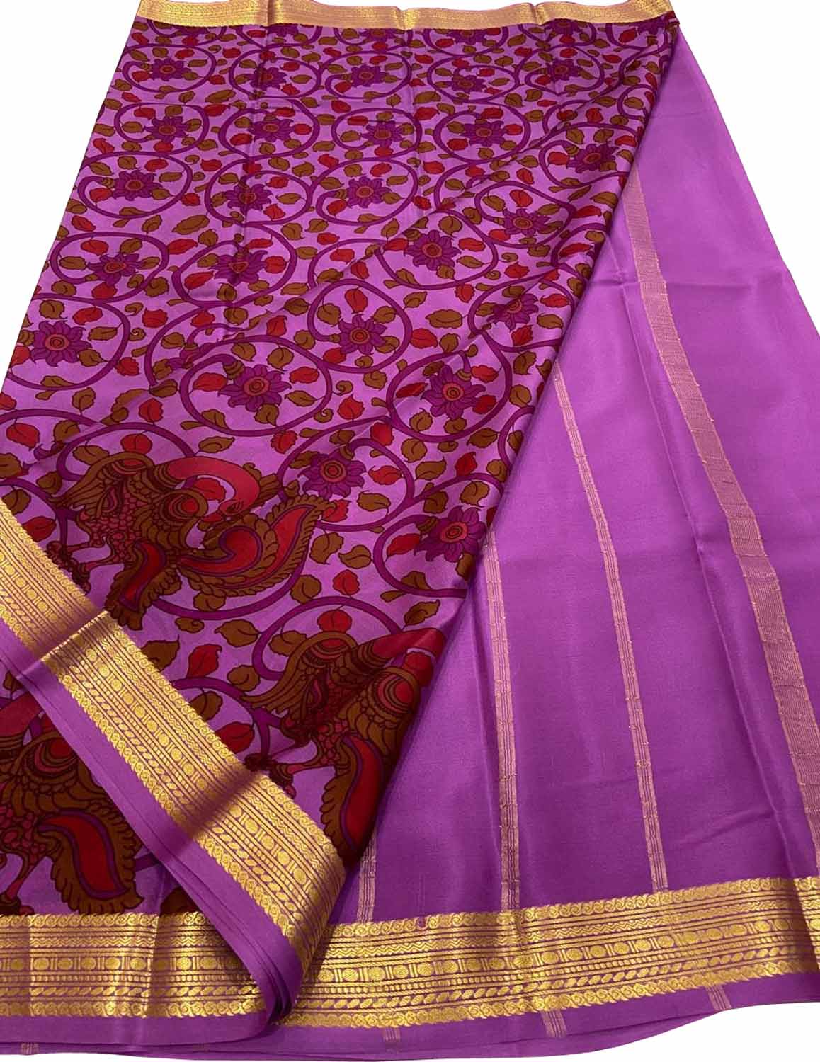 Elegant Purple Crepe Saree with Digital Print - Luxurion World