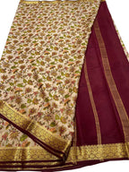 Elegant Pastel & Maroon Crepe Saree with Digital Print - Luxurion World