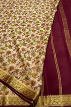 Elegant Pastel & Maroon Crepe Saree with Digital Print - Luxurion World