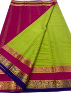 Stunning Green & Pink Mysore Silk Saree - Luxurion World