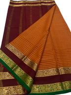 Elegant Orange & Maroon Mysore Crepe Silk Saree - Luxurion World