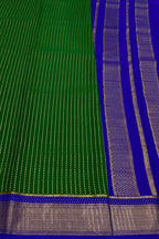 Stunning Green & Blue Mysore Crepe Silk Saree - Luxurion World