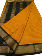 Stunning Yellow & Black Mysore Crepe Silk Saree - Luxurion World