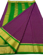 Vibrant Purple & Green Mysore Silk Saree - Luxurion World