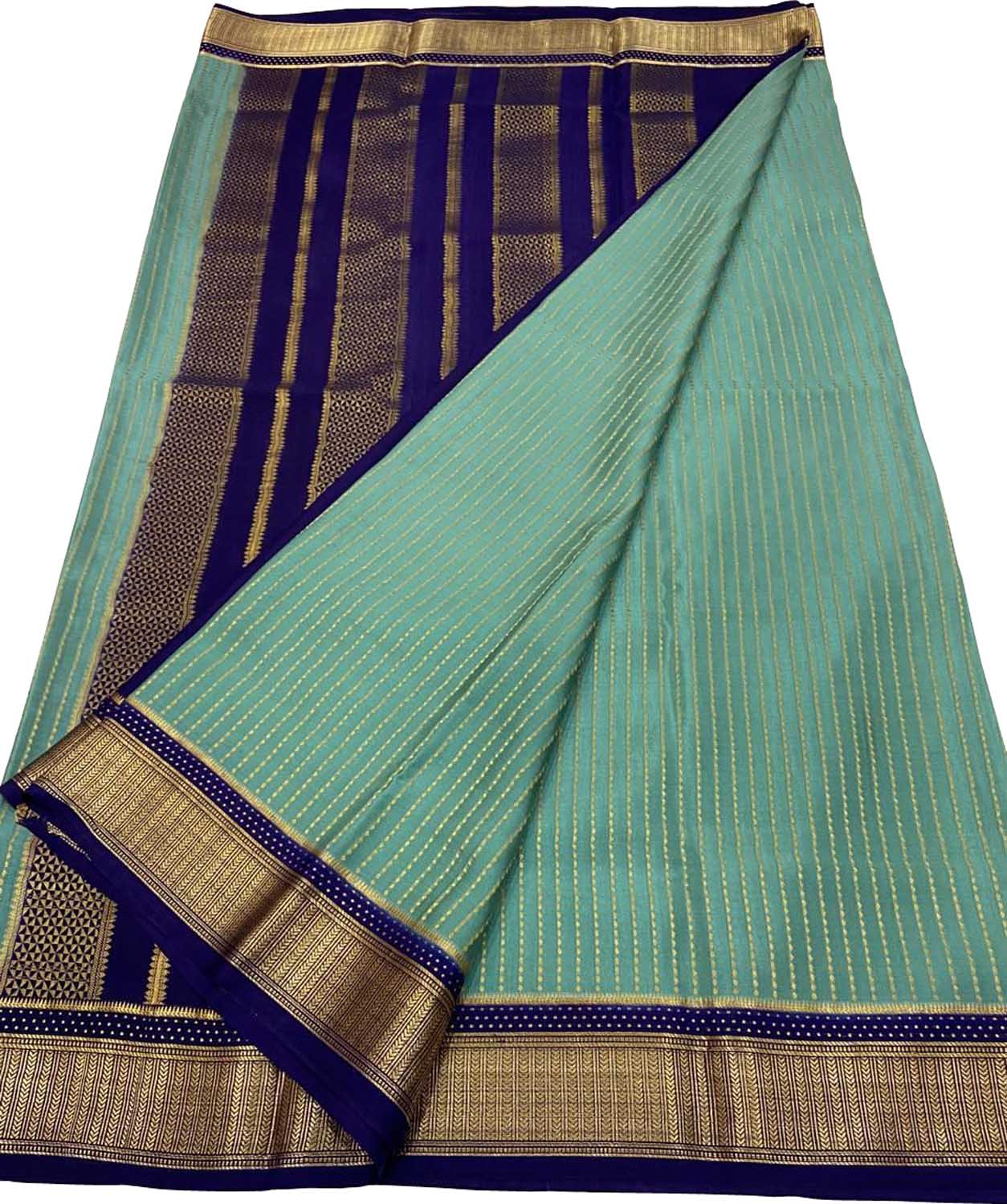Elegant Blue Mysore Crepe Silk Saree - Luxurion World