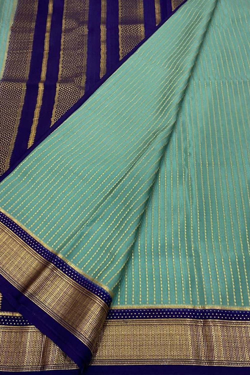 Elegant Blue Mysore Crepe Silk Saree - Luxurion World