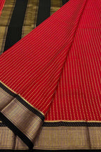 Stunning Red & Black Mysore Crepe Silk Saree - Luxurion World