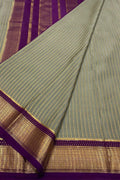 Elegant Grey & Purple Mysore Silk Saree - Luxurion World