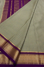 Elegant Grey & Purple Mysore Silk Saree - Luxurion World