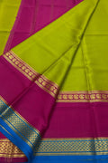 Stunning Green & Pink Handloom Crepe Silk Saree - Luxurion World