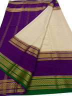 Pastel & Purple Handloom Mysore Crepe Silk Saree - Luxurion World