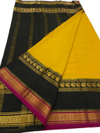 Yellow Mysore Handloom Crepe Silk Saree - Elegant and Luxurious - Luxurion World