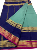 Elegant Blue Mysore Silk Saree: Handloom Crepe - Luxurion World