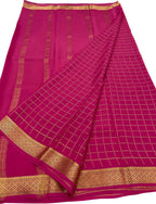 Stunning Pink Handloom Silk Checks Saree - Luxurion World