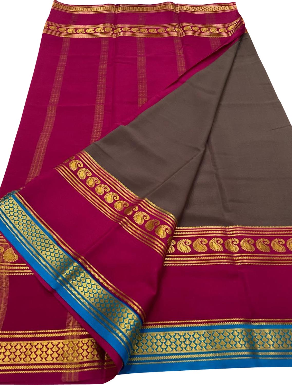 Brown Handloom Mysore Pure Crepe Silk Saree - Elegant Style - Luxurion World