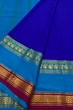 Exquisite Blue Handloom Mysore Pure Crepe Silk Saree - Luxurion World