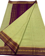 Green Handloom Mysore Pure Crepe Silk Checks Saree - Luxurion World
