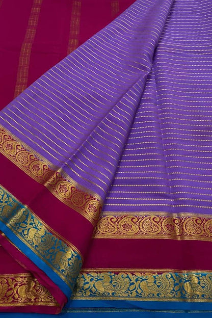 Exquisite Purple Silk Saree - Handloom Beauty - Luxurion World