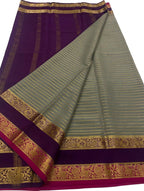 Chic Grey Handloom Silk Saree - Timeless Elegance - Luxurion World